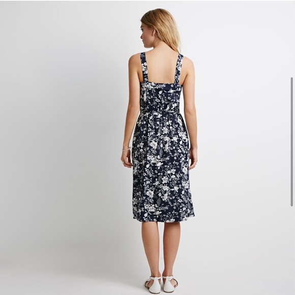 Navy Blue Floral Square Neck size Medium - Picture 7 of 16